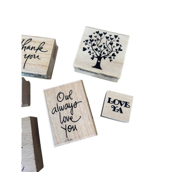 Wooden Rubber Stamp Set Wedding Love Inspirational Themes - Picture 4 of 5